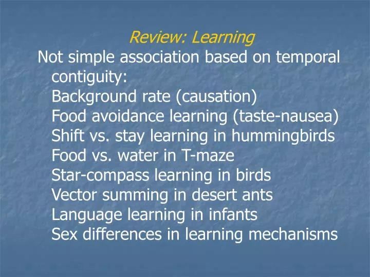 review learning not simple association based