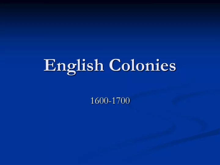 english colonies