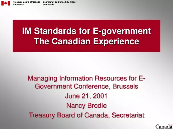 im standards for e government the canadian experience