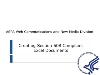 Creating Section 508 Compliant Excel Documents