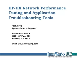 HP-UX Network Performance Tuning and Application Troubleshooting Tools