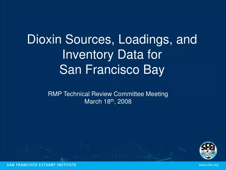 dioxin sources loadings and inventory data