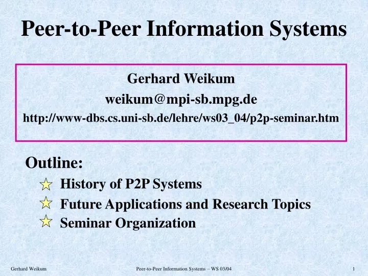 peer to peer information systems