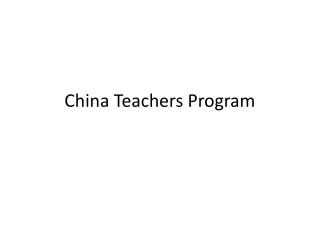 China Teachers Program