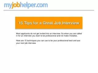 15 Tips for a Great Job Interview