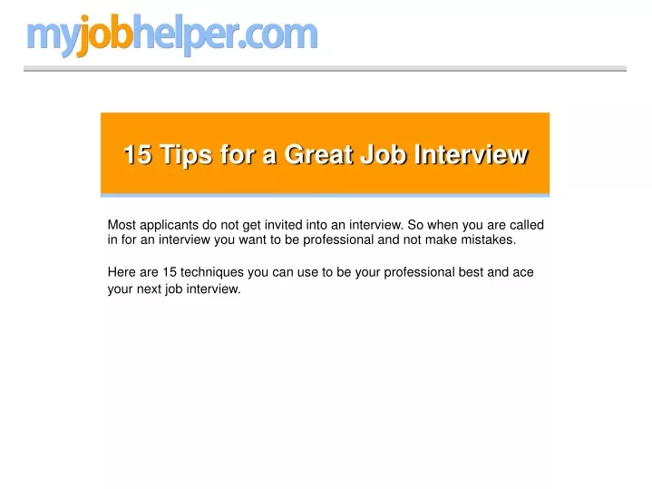15 tips for a great job interview