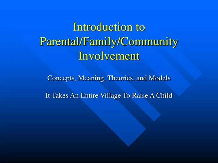 introduction to parental family community involvement