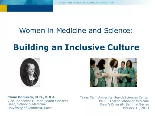 Women in Medicine and Science: Building an Inclusive Culture