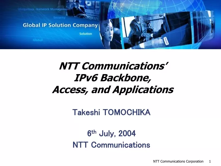 ntt communications ipv6 backbone access and applications