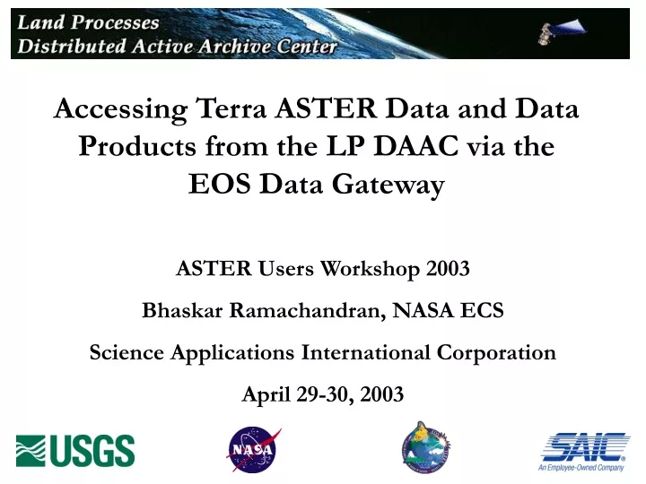 accessing terra aster data and data products from