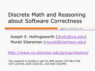 Discrete Math and Reasoning about Software Correctness
