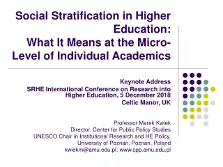 Keynote Address SRHE International Conference on Research into Higher Education, 5 December 2018