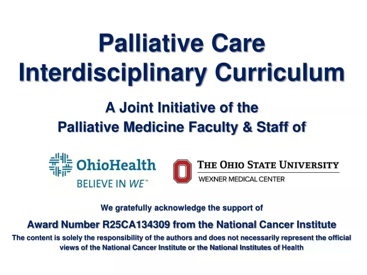 palliative care interdisciplinary curriculum