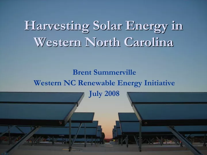 harvesting solar energy in western north carolina