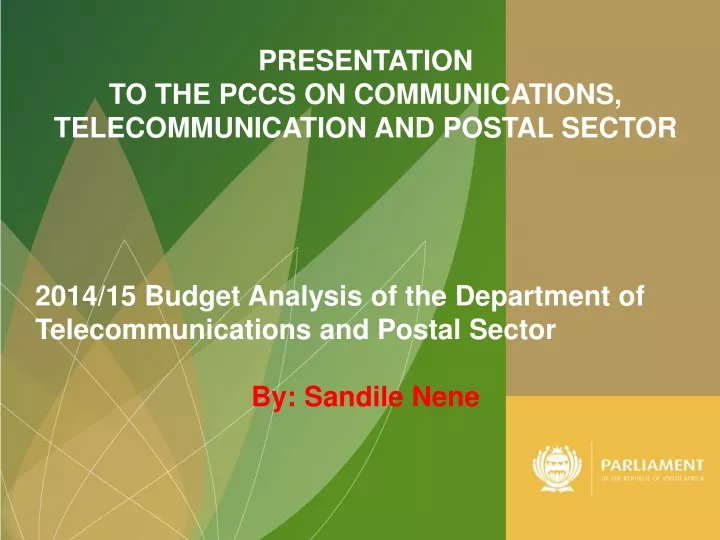presentation to the pccs on communications