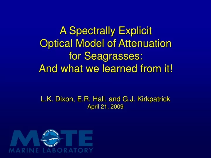 a spectrally explicit optical model