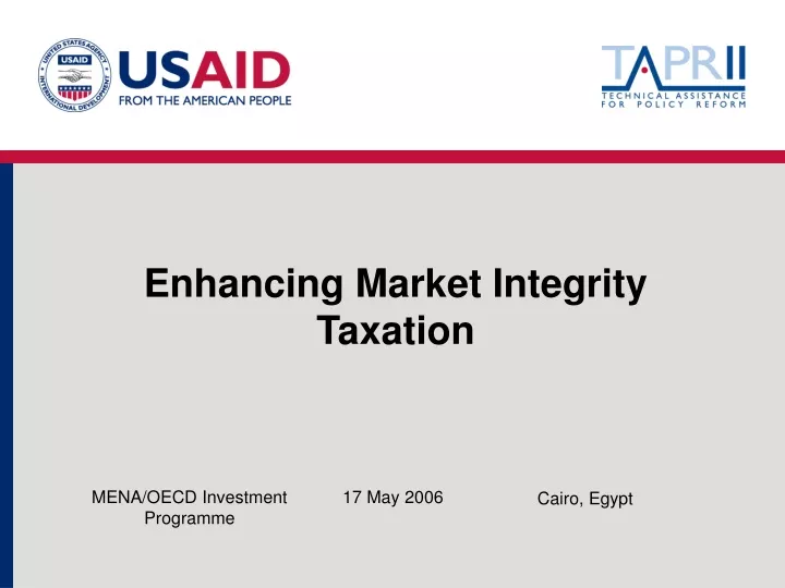 enhancing market integrity taxation