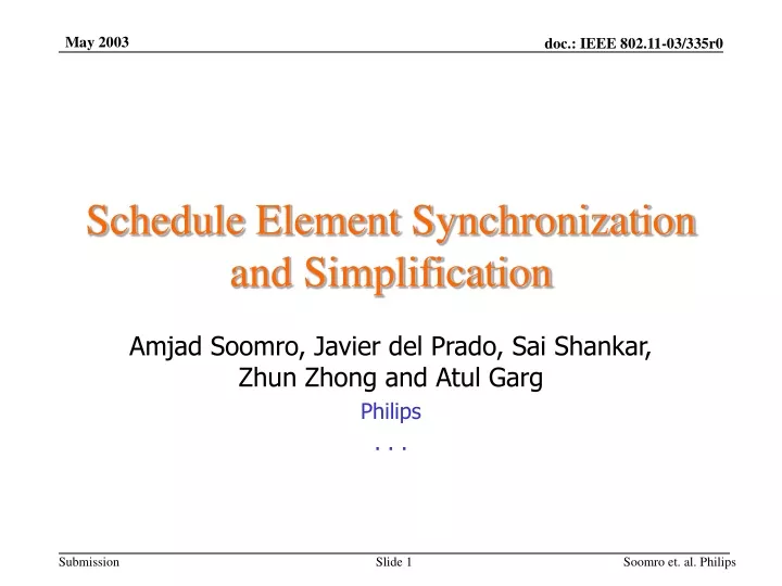 schedule element synchronization and simplification