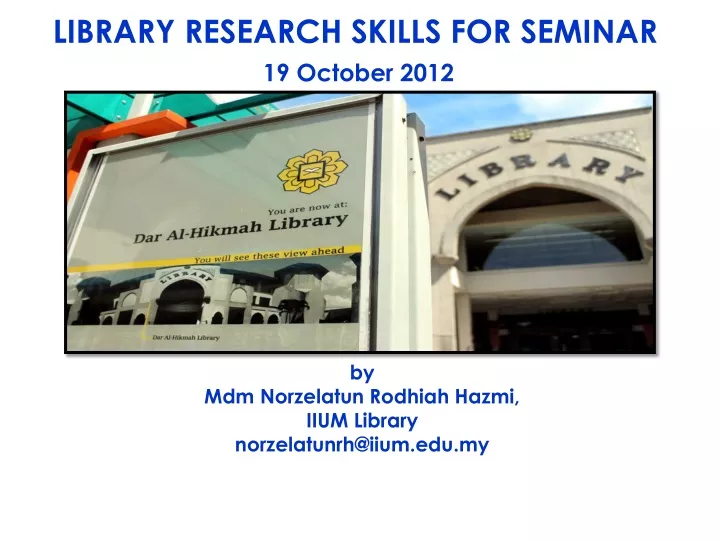 library research skills for seminar 19 october