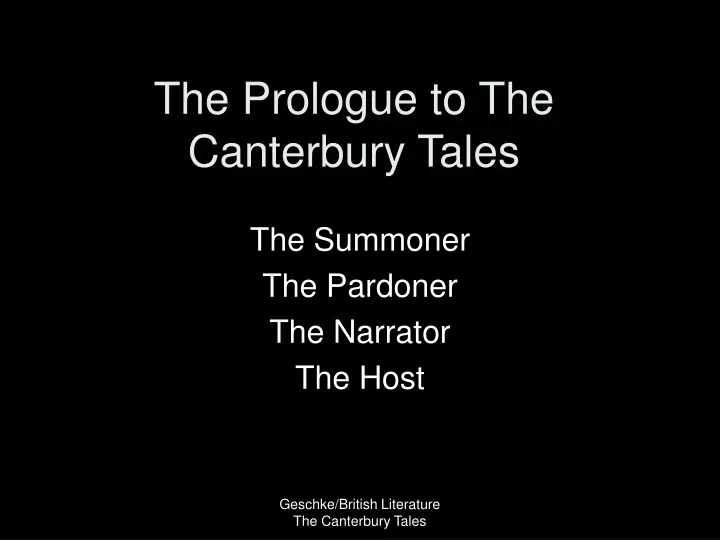 the prologue to the canterbury tales
