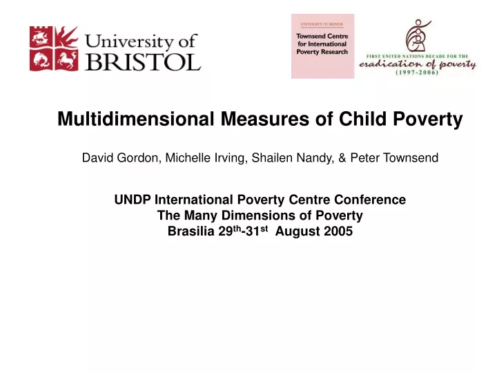 multidimensional measures of child poverty david