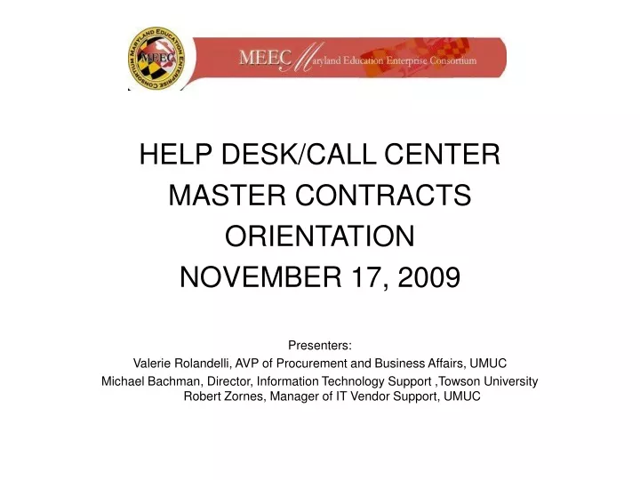 help desk call center master contracts