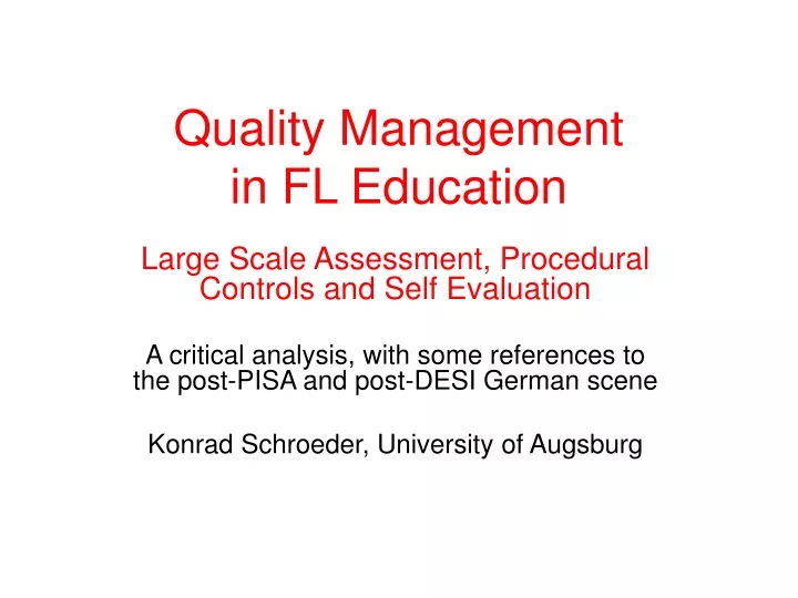 quality management in fl education