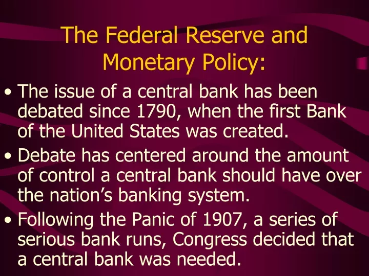 the federal reserve and monetary policy