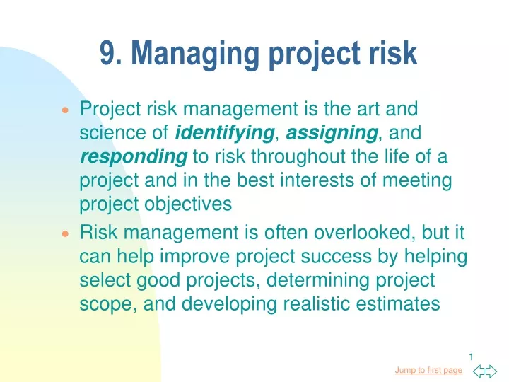 9 managing project risk