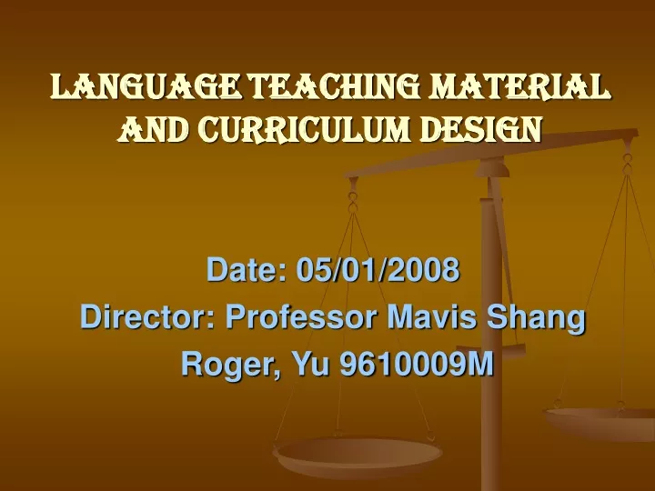 language teaching material and curriculum design