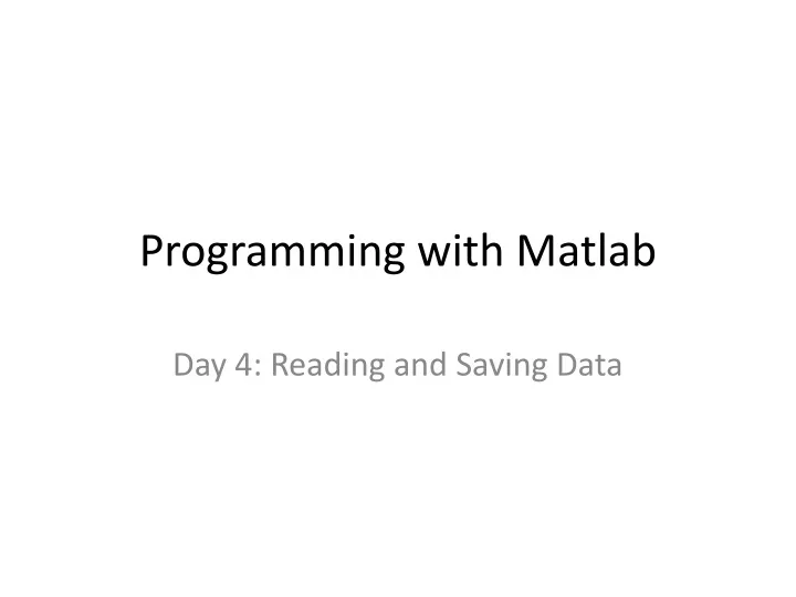 programming with matlab