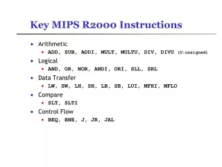 Key MIPS R2000 Instructions