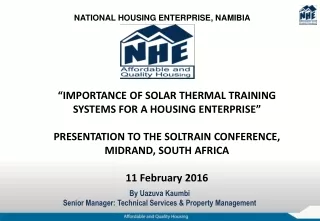 “IMPORTANCE OF SOLAR THERMAL TRAINING SYSTEMS FOR A HOUSING ENTERPRISE”