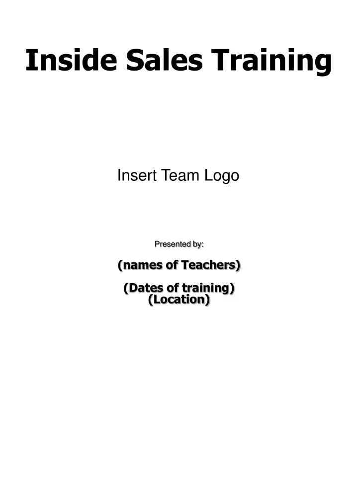 inside sales training