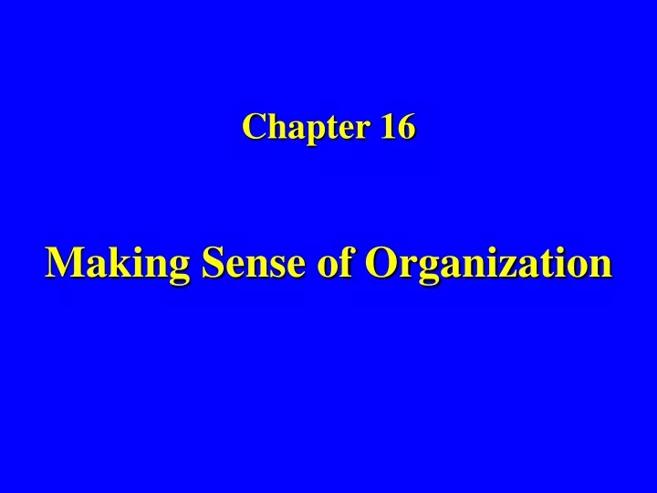 chapter 16 making sense of organization