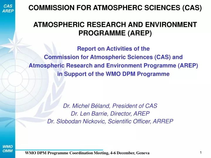 commission for atmospherc sciences cas atmospheric research and environment programme arep