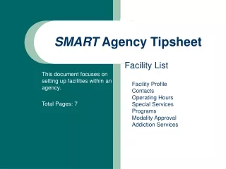 SMART  Agency Tipsheet