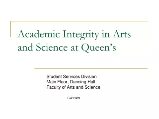 Academic Integrity in Arts and Science at Queen’s