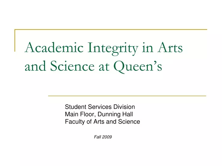 academic integrity in arts and science at queen s