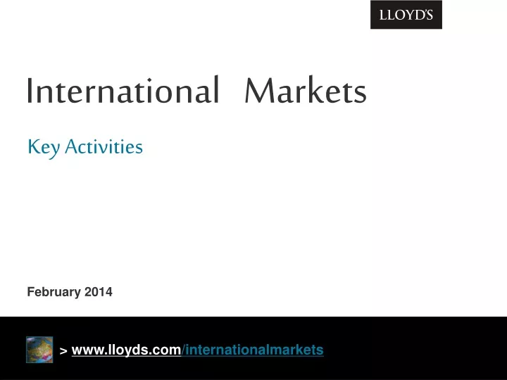 international markets key activities