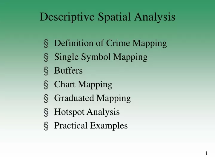 descriptive spatial analysis