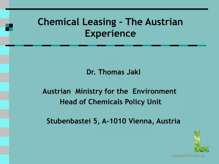 chemical leasing the austrian experience