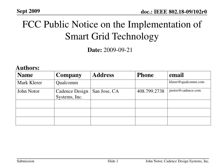 fcc public notice on the implementation of smart grid technology