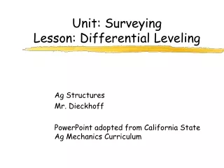 Unit: Surveying Lesson: Differential Leveling