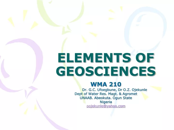 elements of geosciences