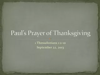 Paul’s Prayer of Thanksgiving