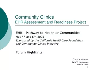 Community Clinics EHR Assessment and Readiness Project