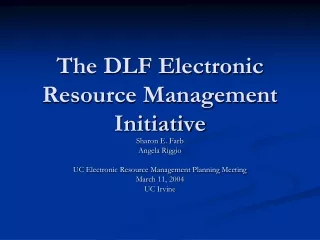 The DLF Electronic Resource Management Initiative
