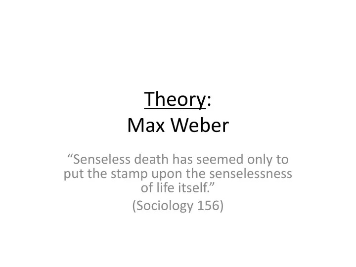 theory max weber