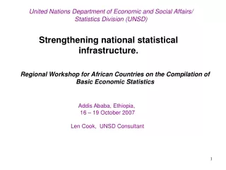 Regional Workshop for African Countries on the Comp ilation of Basic  Economic  St atistics